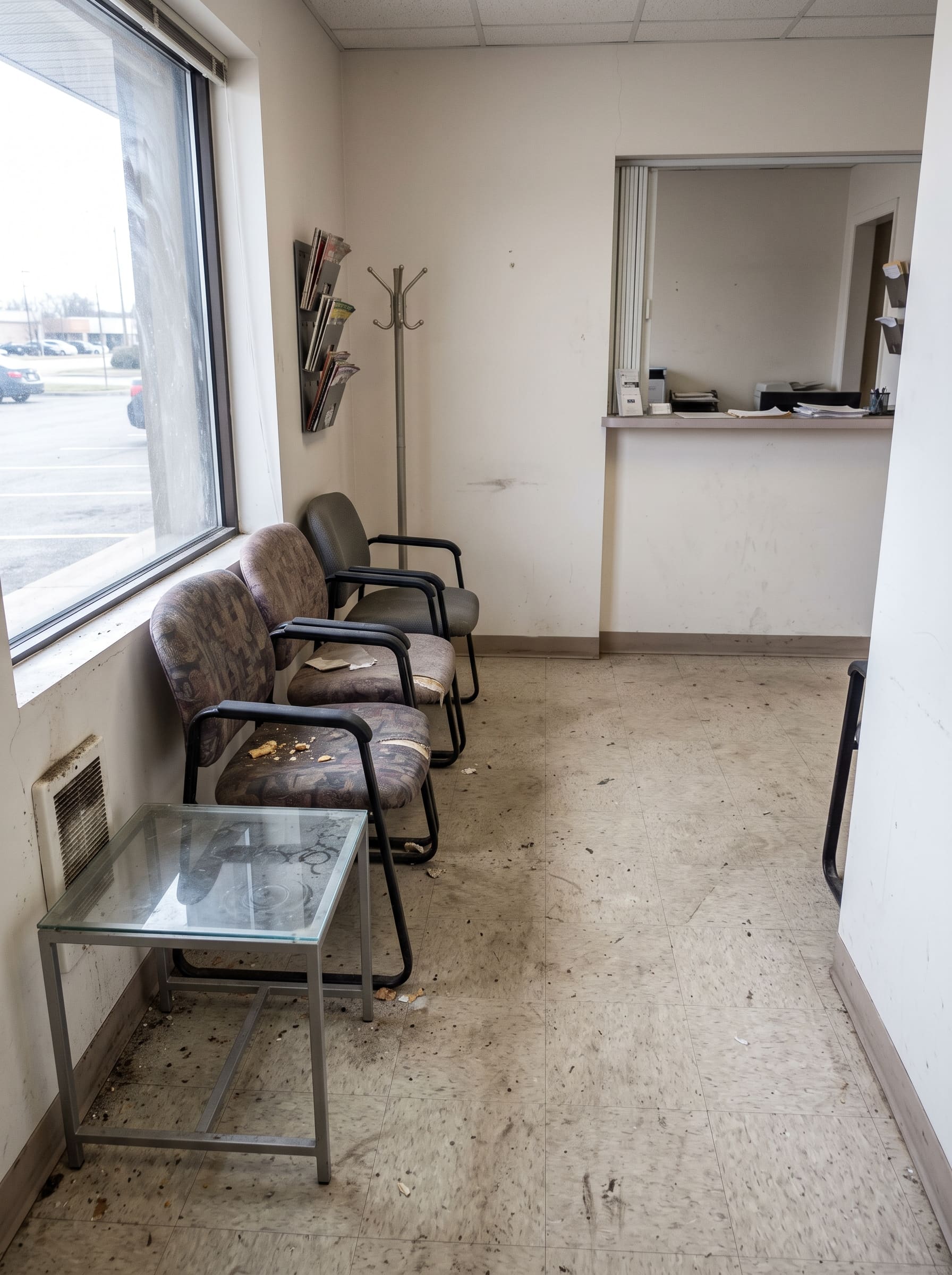 Medical waiting room before cleaning